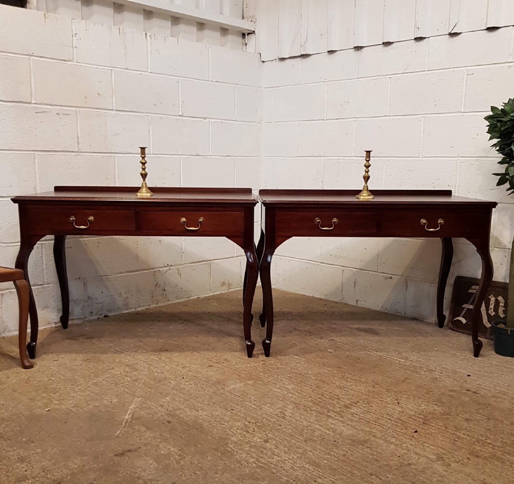 antique pair of edwardian mahogany side tables c1900