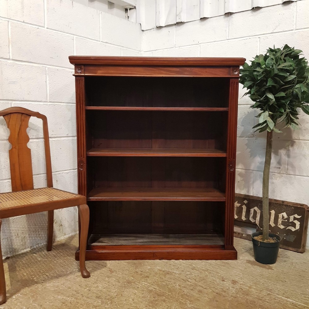 antique late victorian mahogany open bookcase c1890
