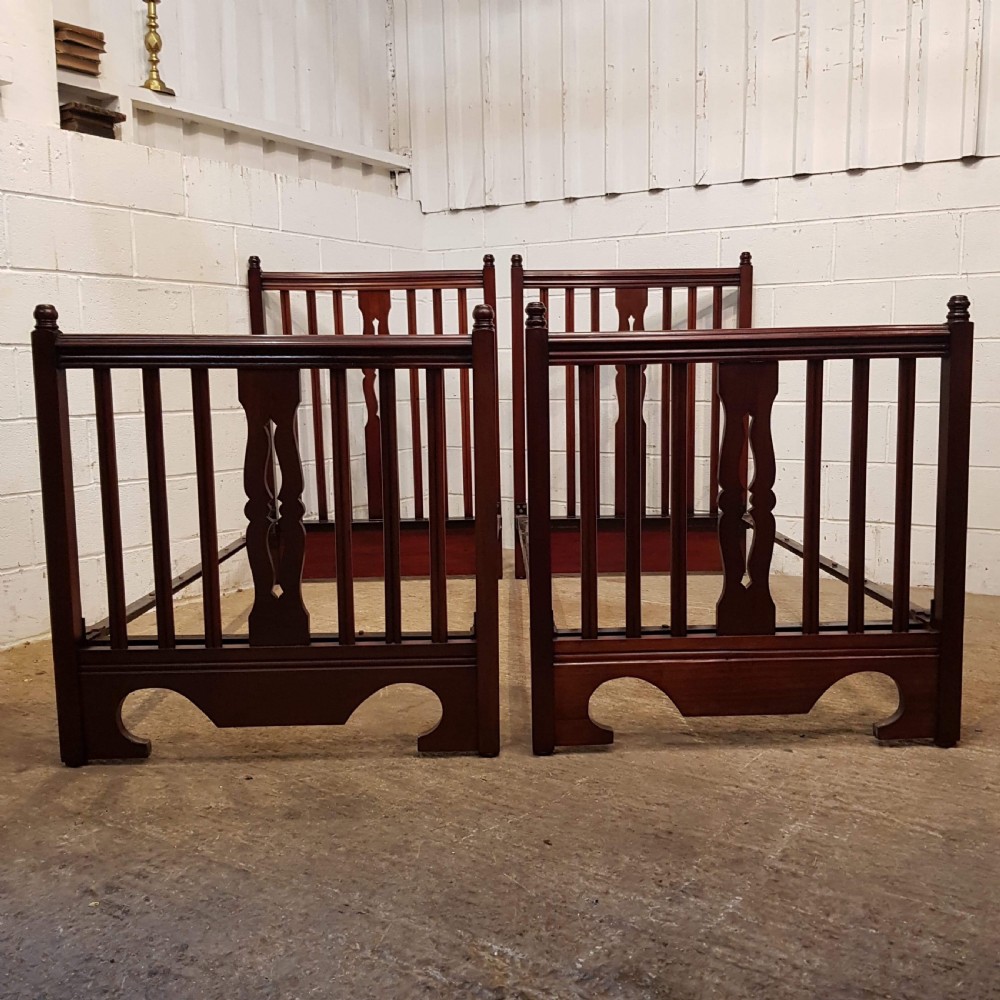 antique pair late victorian cuban mahogany single beds c1890