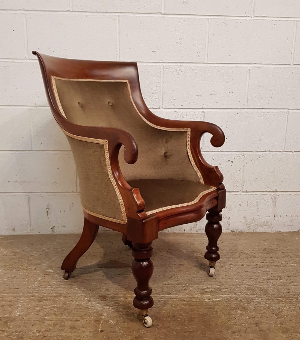 antique william 1v mahogany tub library chair c1830