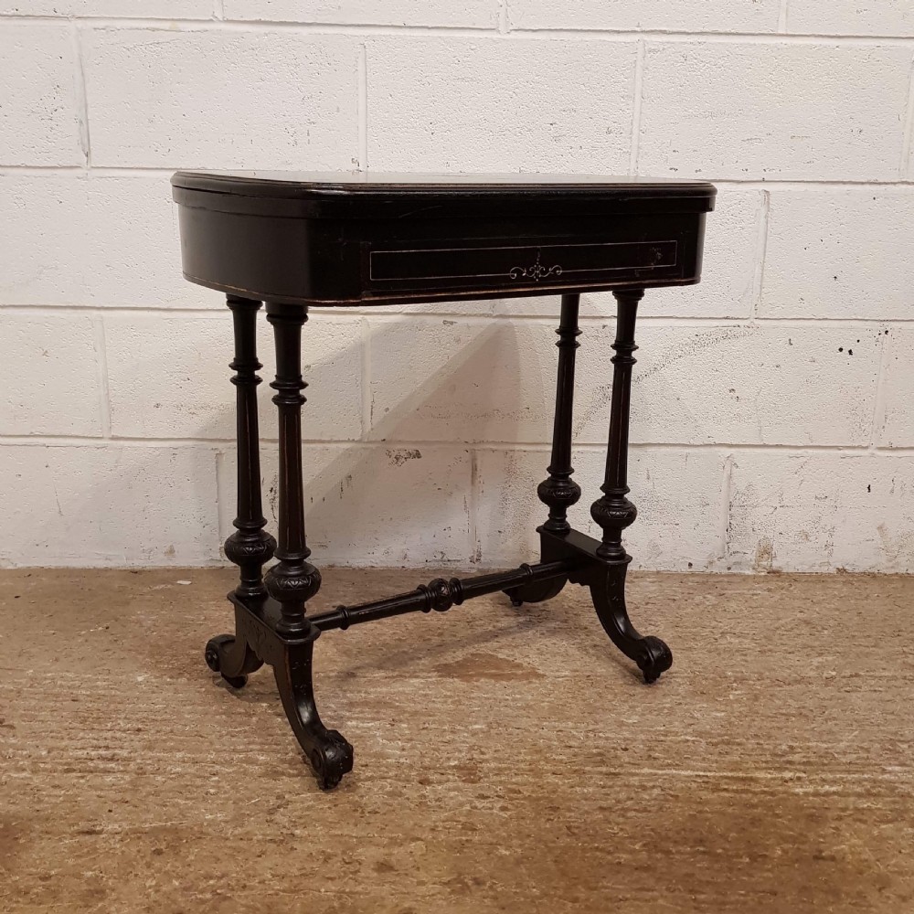 antique aesthetic ebonised fold over games table c1890