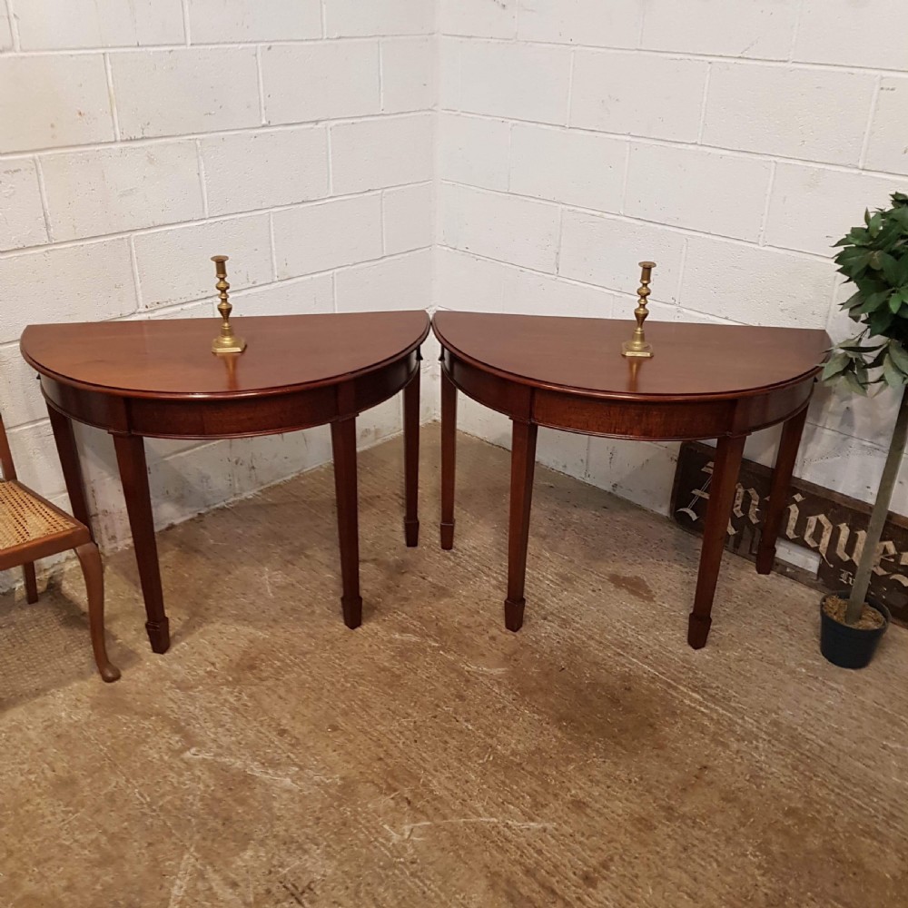 antique pair late victorian mahogany demi lune side tables c1890