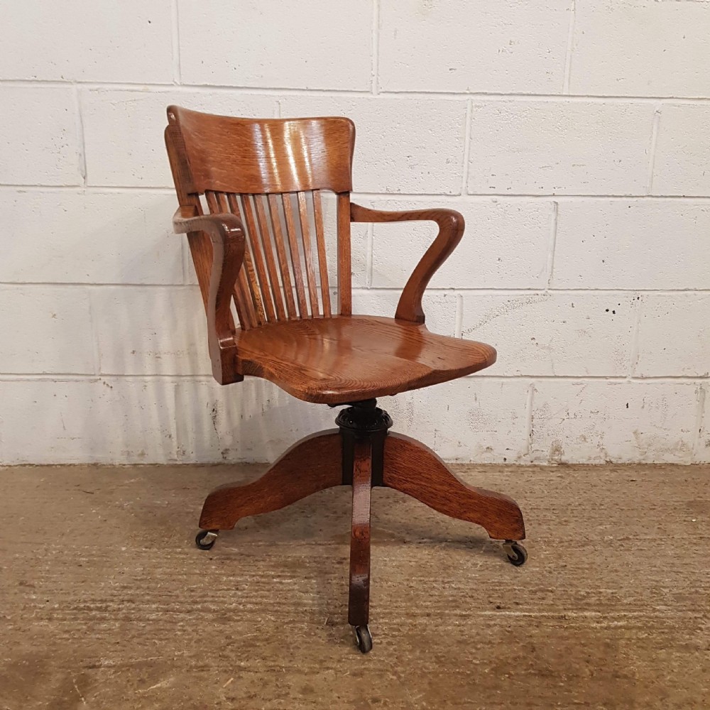 antique edwardian oak swivel desk chair c900