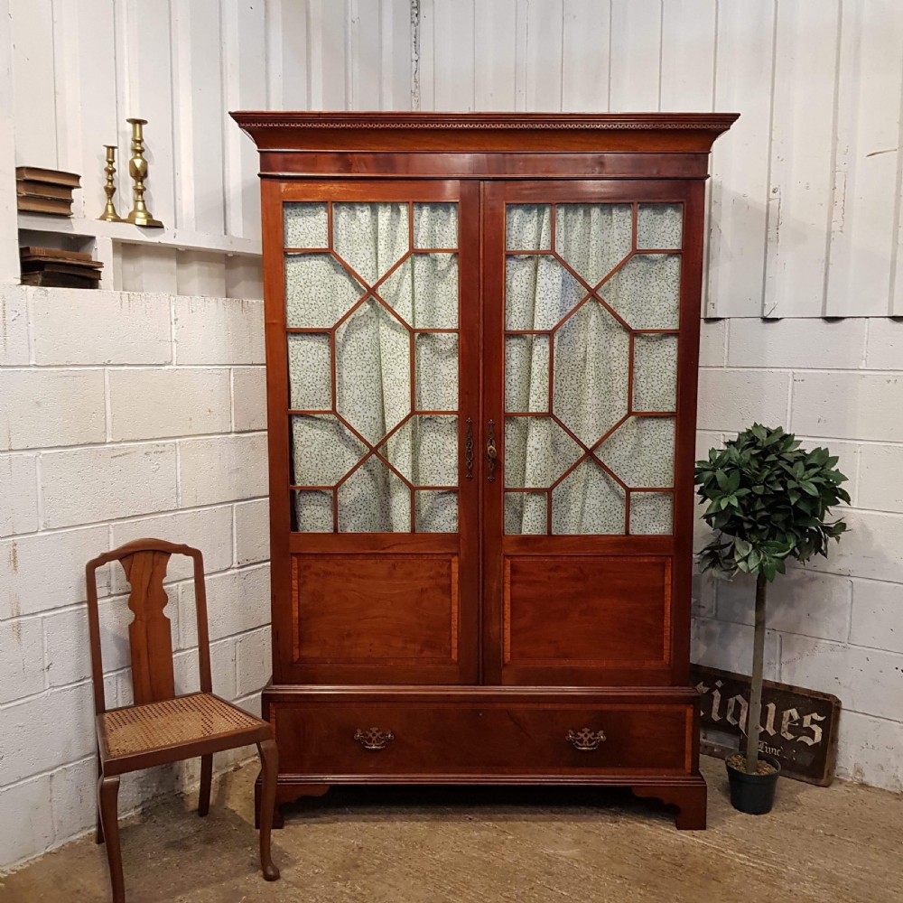antique reg ncy mahogany astragal glazed double wardrobe c1820