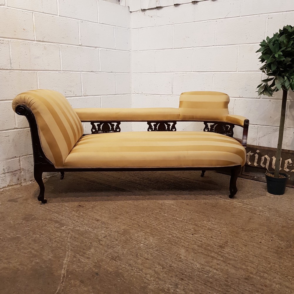 antique late victorian mahogany framed chaise longue c1890