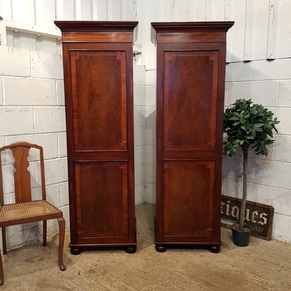 antique pair regency mahogany sentry box single wardrobes c1820
