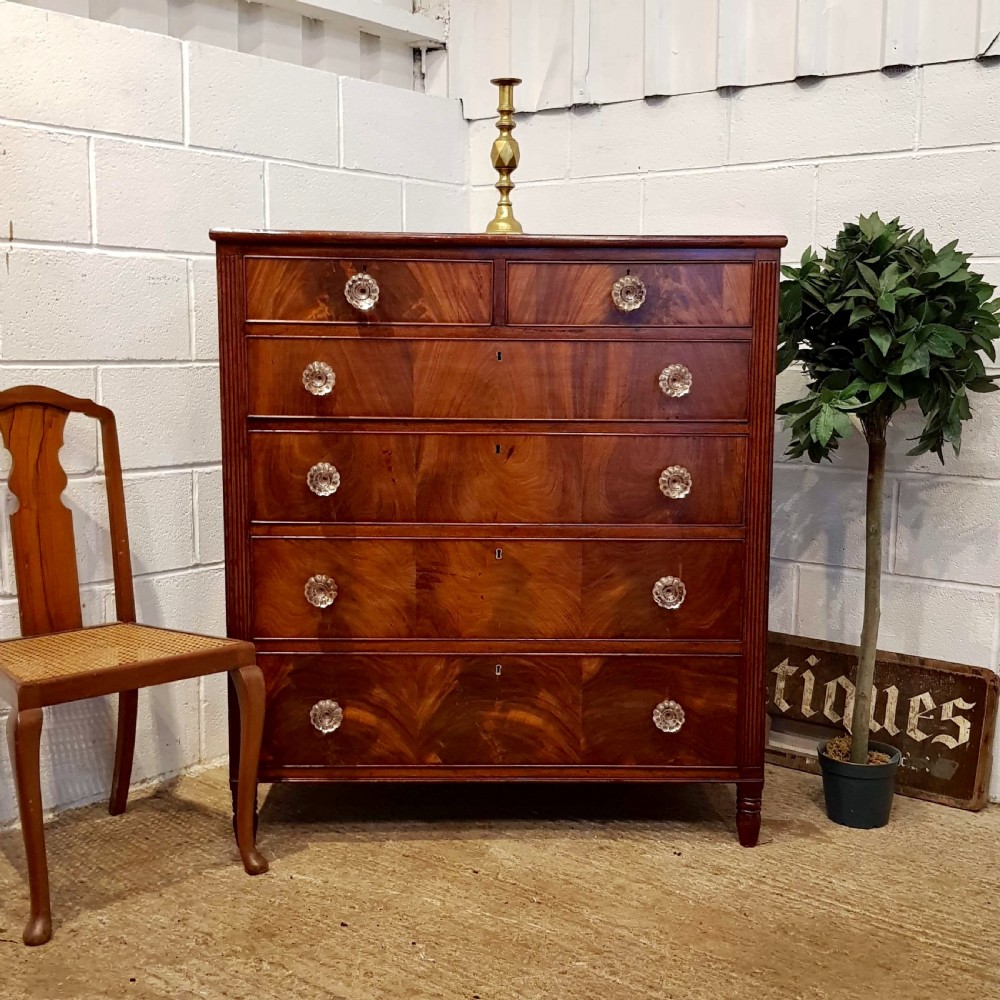 antique late 19th century flamed mahogany chest of drawers c1890
