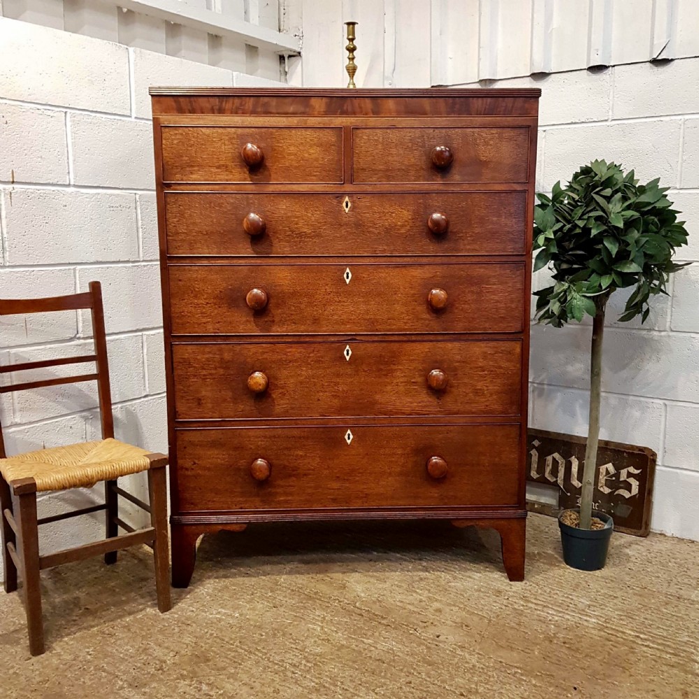 antique regency oak mahogany tall chest of drawers c1820