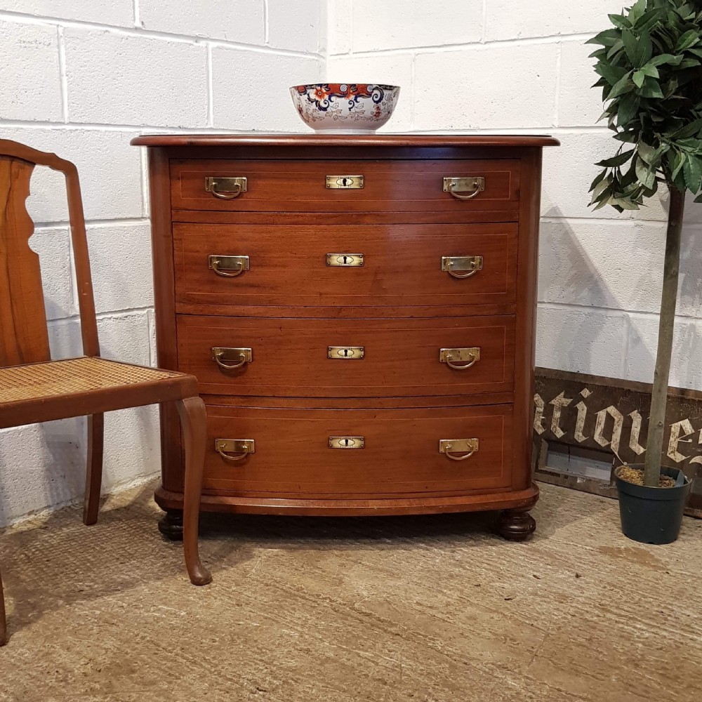 antique late 19th century flemish mahogany bow front chest of drawers c1890