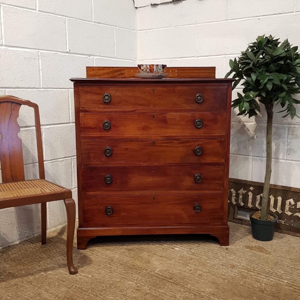antique edwardian mahogany inlaid chest of drawers c1900
