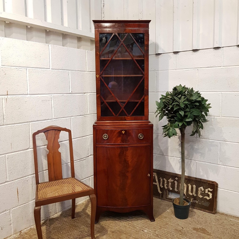 antique edwardian tall mahogany bookcase cabinet c1900