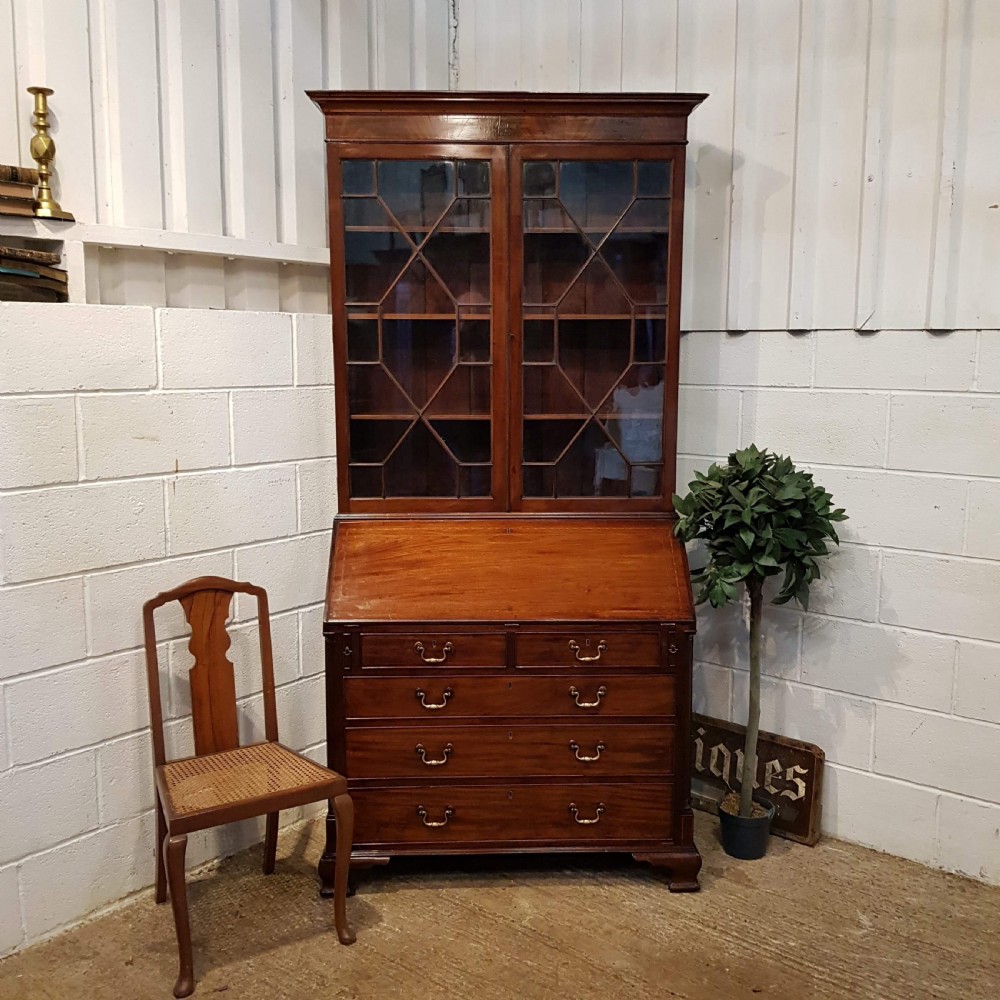 antique regency mahogany astragal glazed bureau bookcase c1820