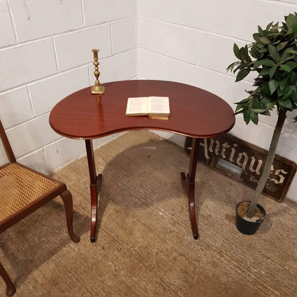 antique edwardian mahogany kidney shaped side writing table c1900