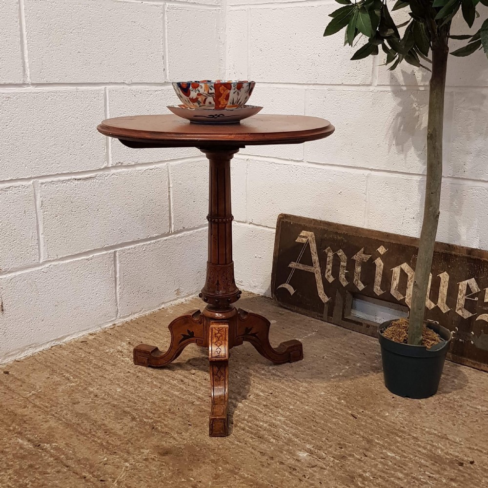 antique victorian walnut tripod lamp table c1880