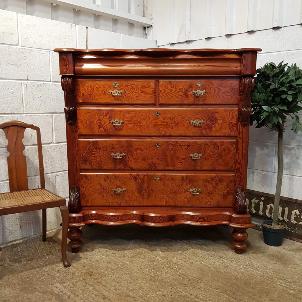 antique victorian pitch pine scotch chest of drawers c1880