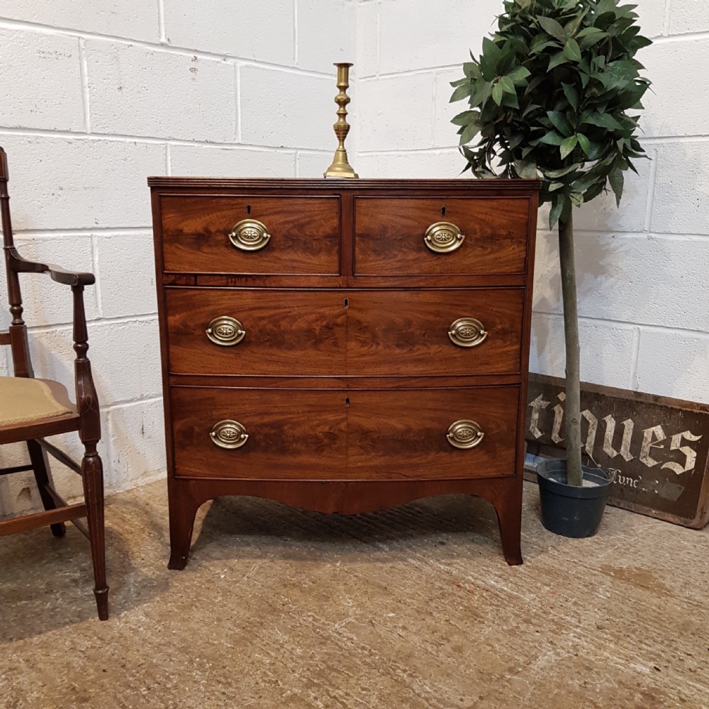 antique late 18th century period mahogany bow front dwarf chest of drawers c1780