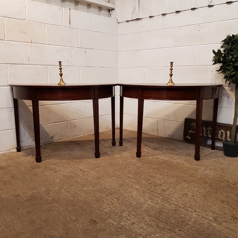 antique pair regency mahogany demi lune tables c1820
