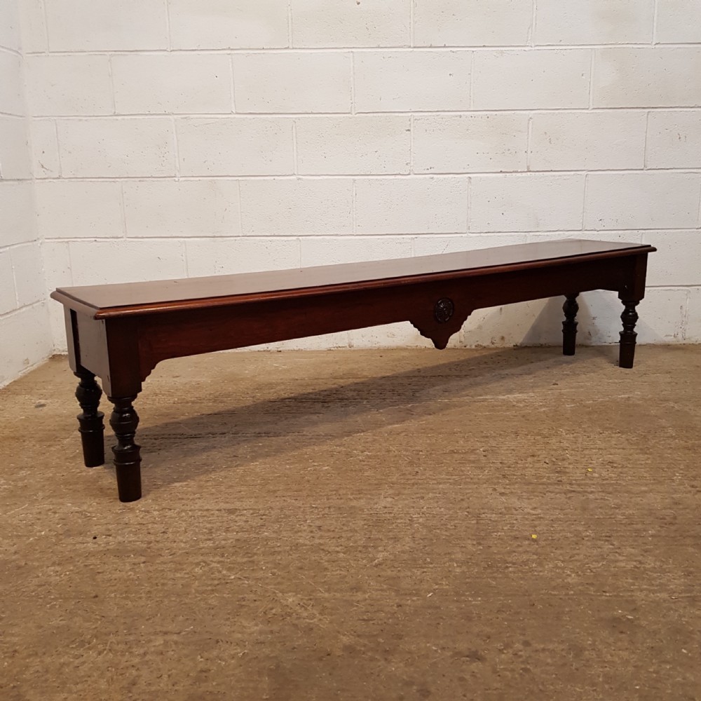 antique edwardian mahogany long hall bench c1900