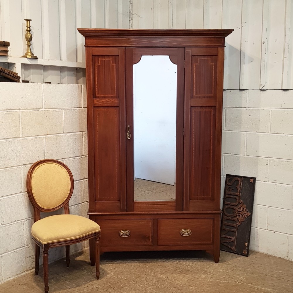 antique edwardian mahogany inaid wardrobe c1900