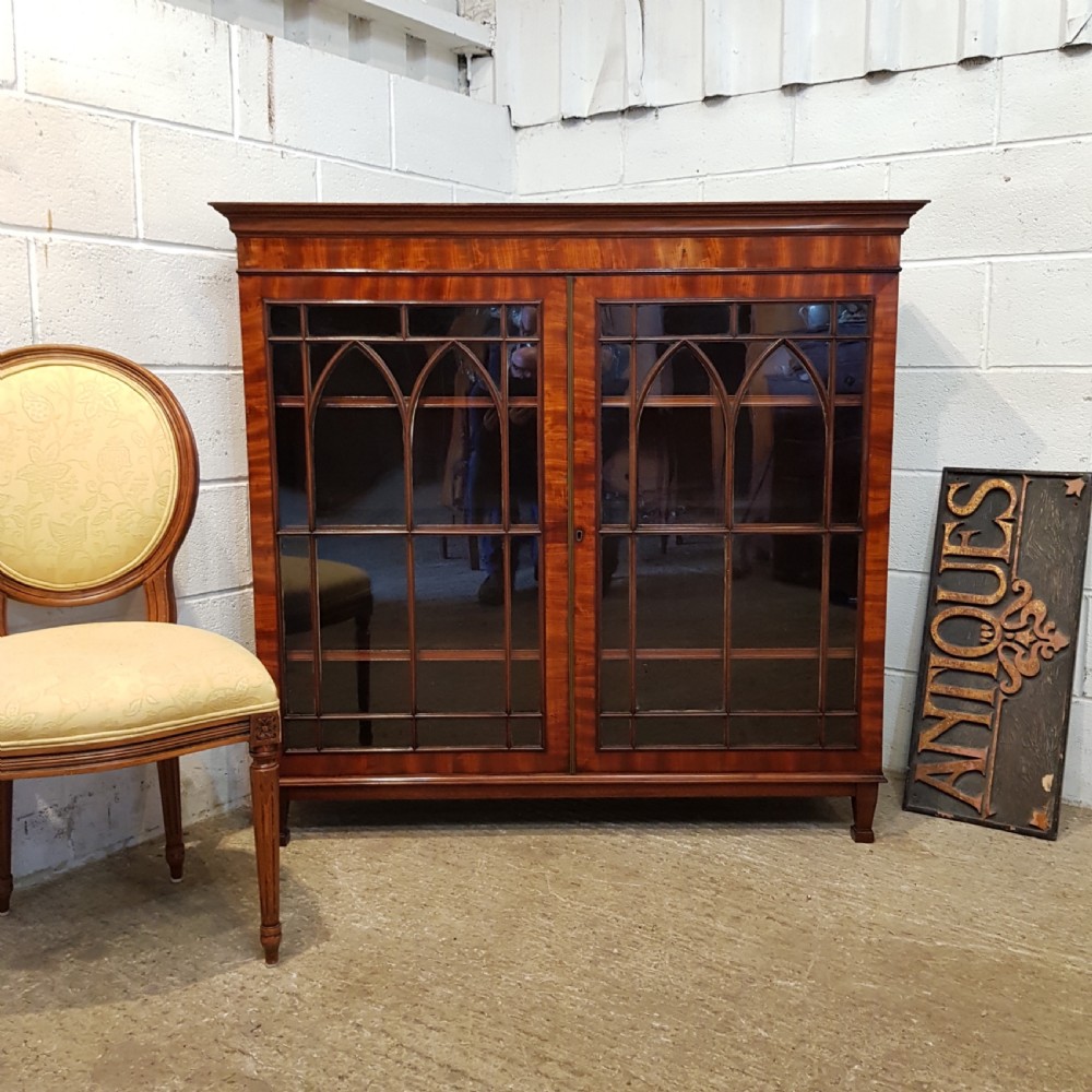 antique regency mahogany astragal glazed bookcase c1820