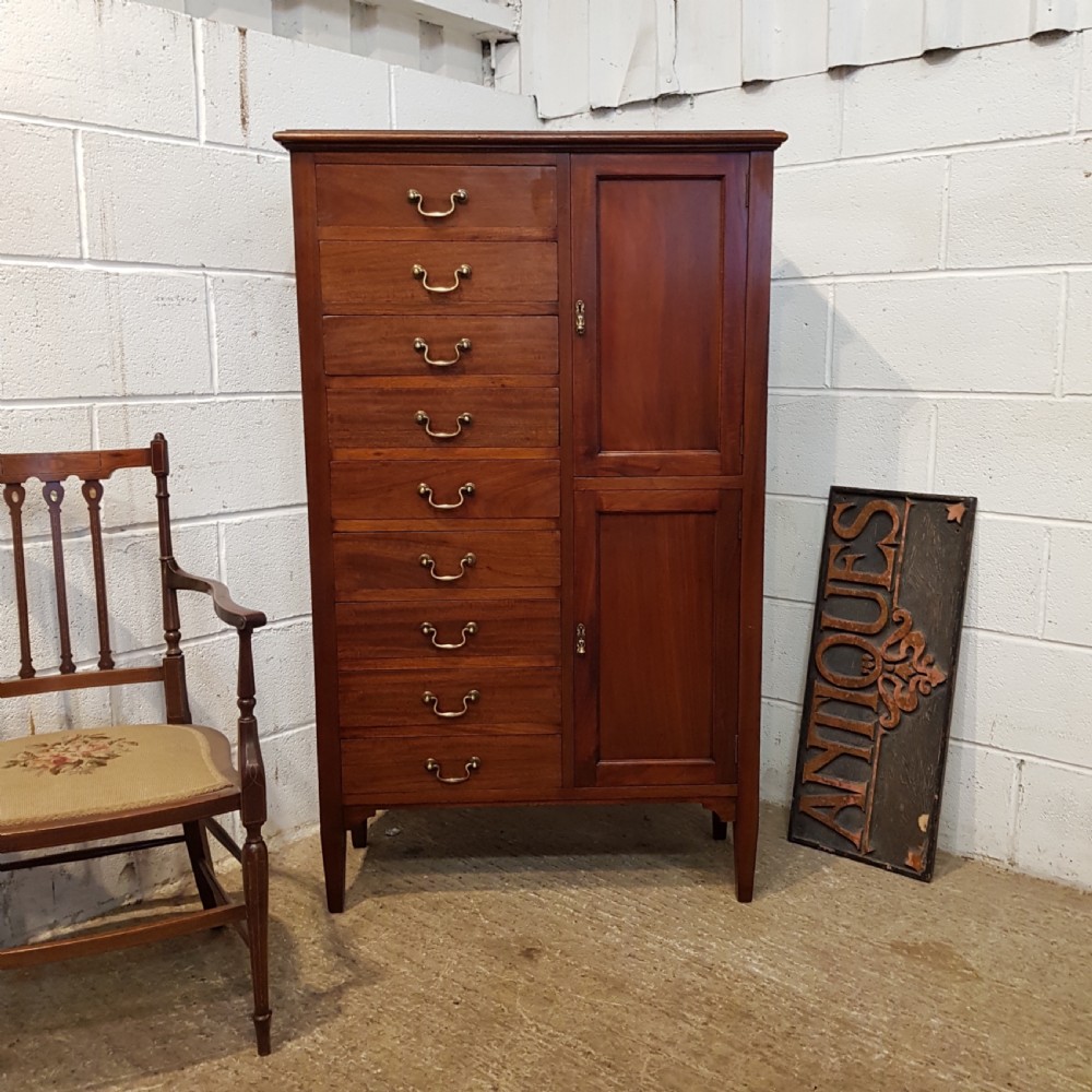 antique edwardian mahogany multi drawer cupboard c1900
