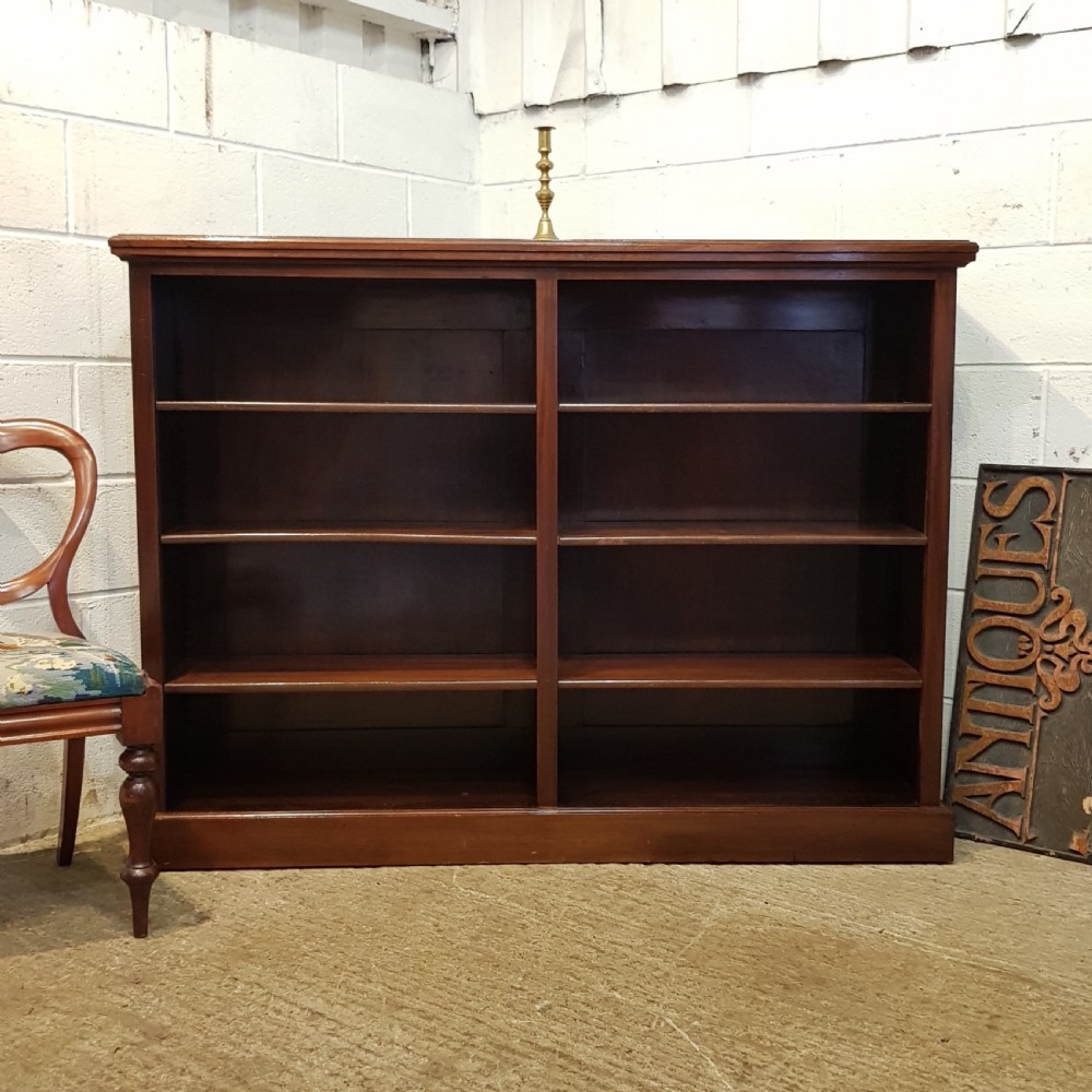 antique victorian mahogany open bookcase c1880