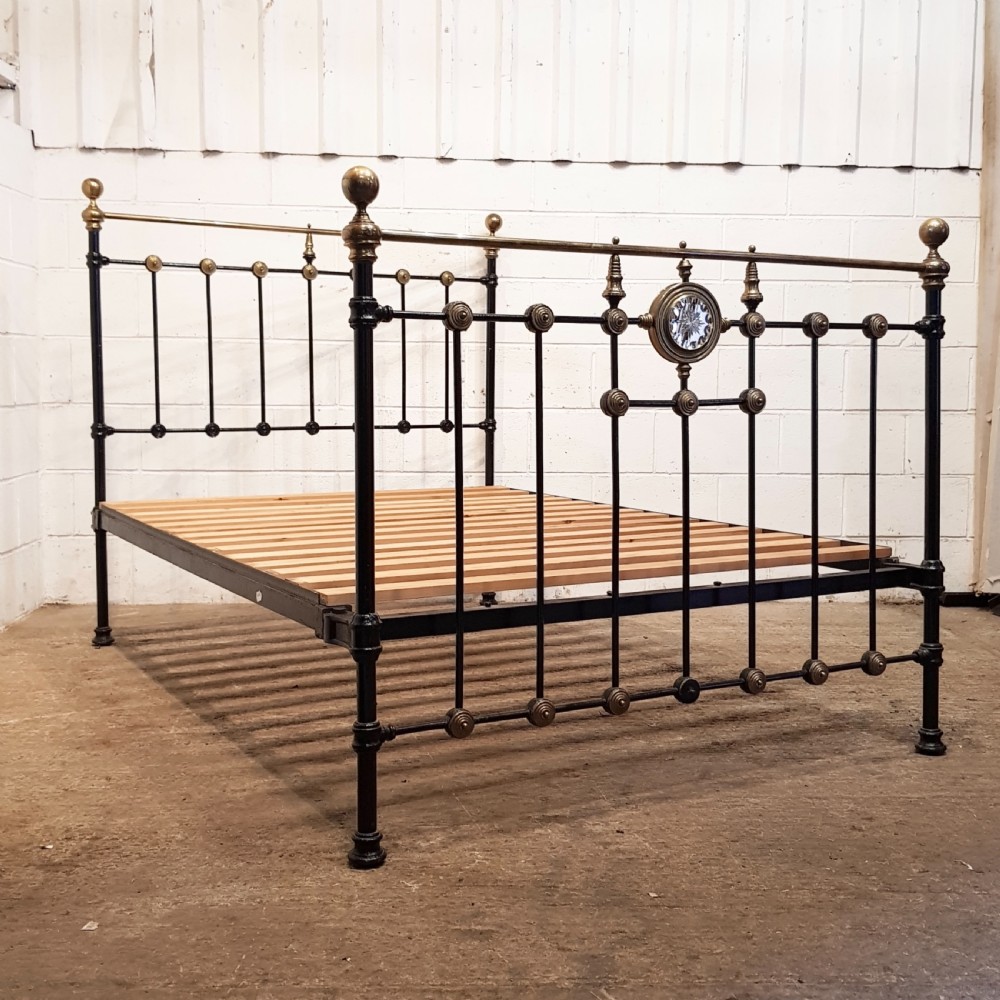 antique victorian brass and iron double bed c1880