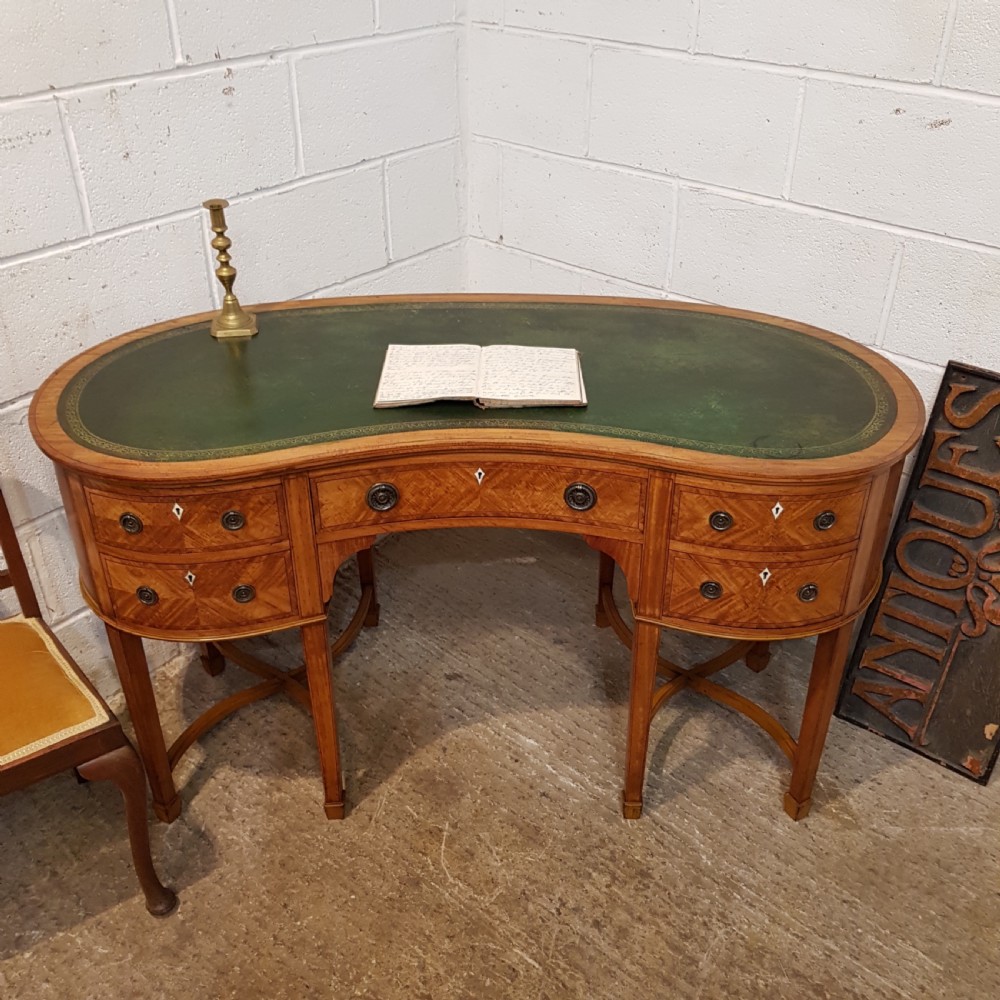 antique late 19th century sheraton revival satinwood desk c1890