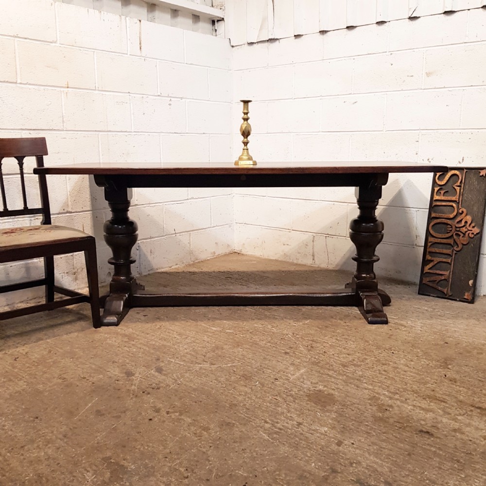 antique oak refectory dining table c1920