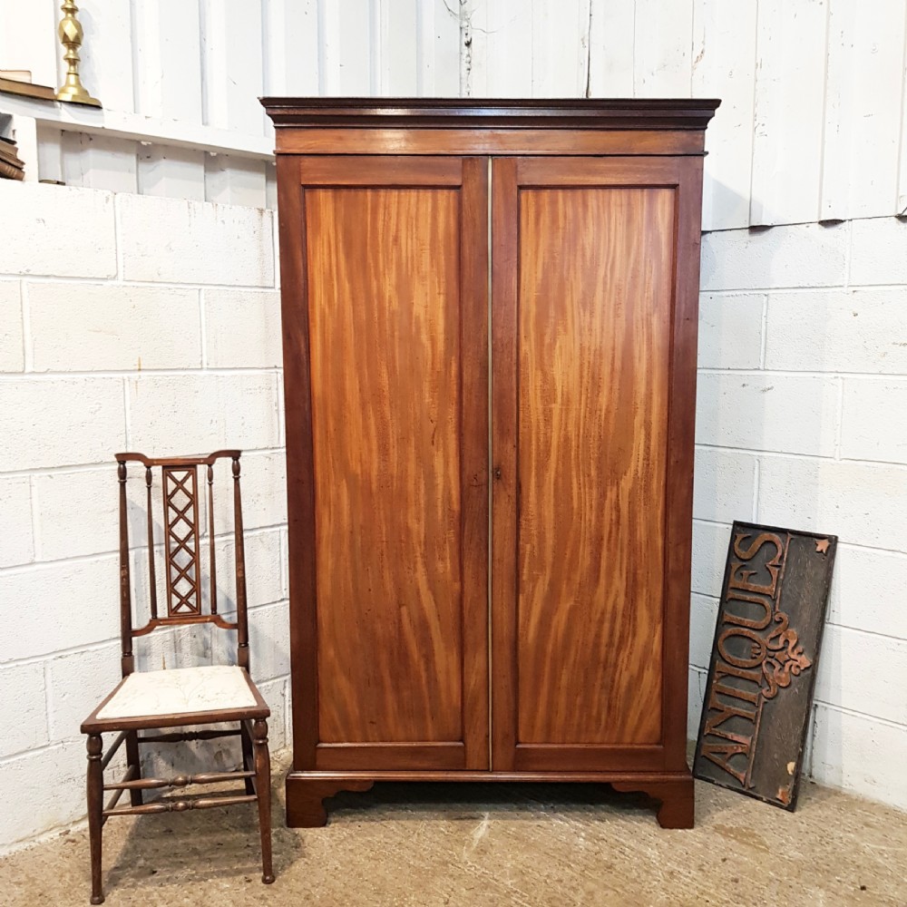 antique small regency mahogany double wardrobe c1820