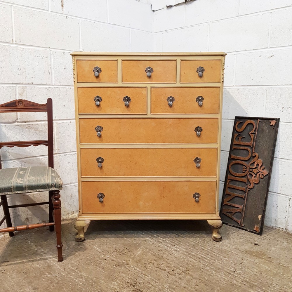 antique blonde walnut chest of drawers c1920