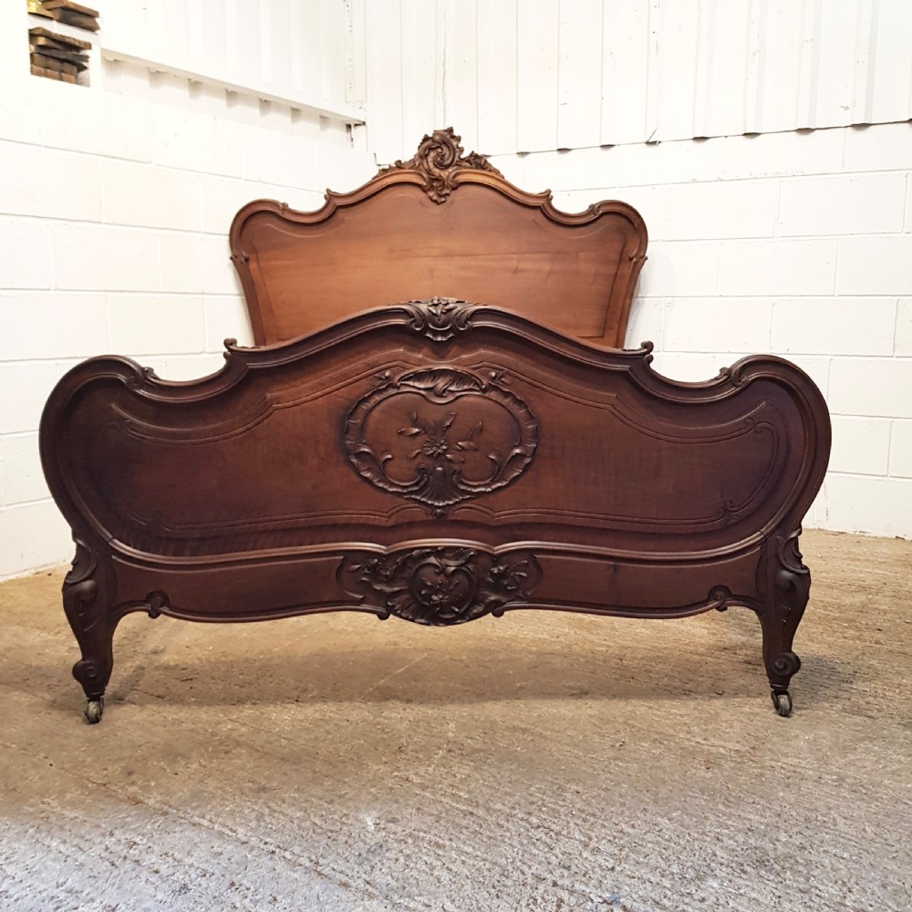 antique 19th century french walnut double bed stead c1890