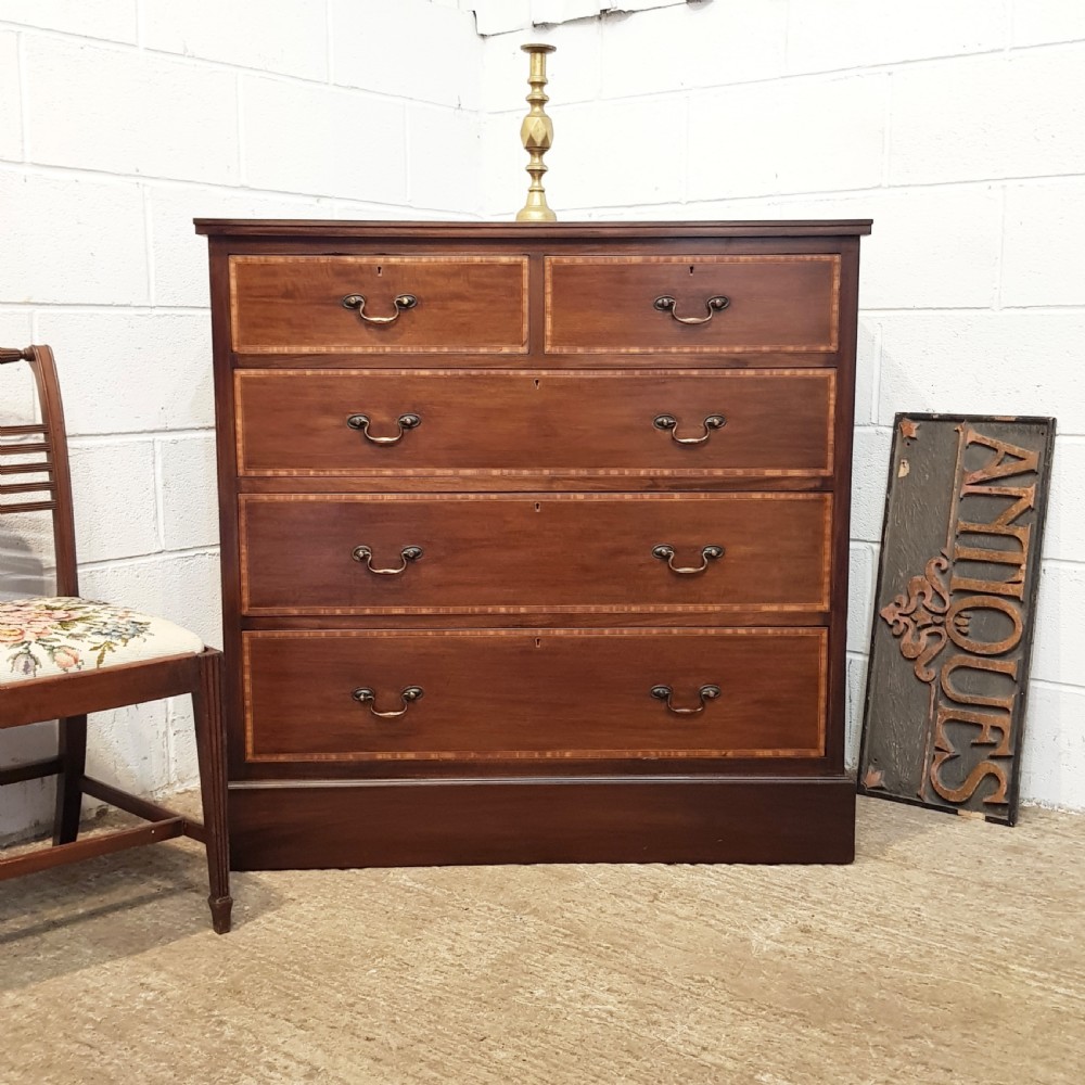 antique edwardian inlaid mahogany chest of drawers c1900
