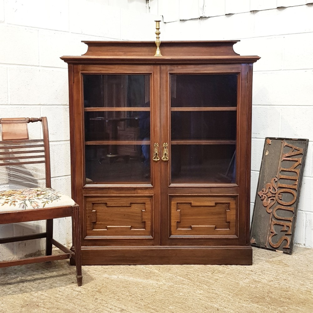 antique late victorian mahogany glazed bookcase c1890