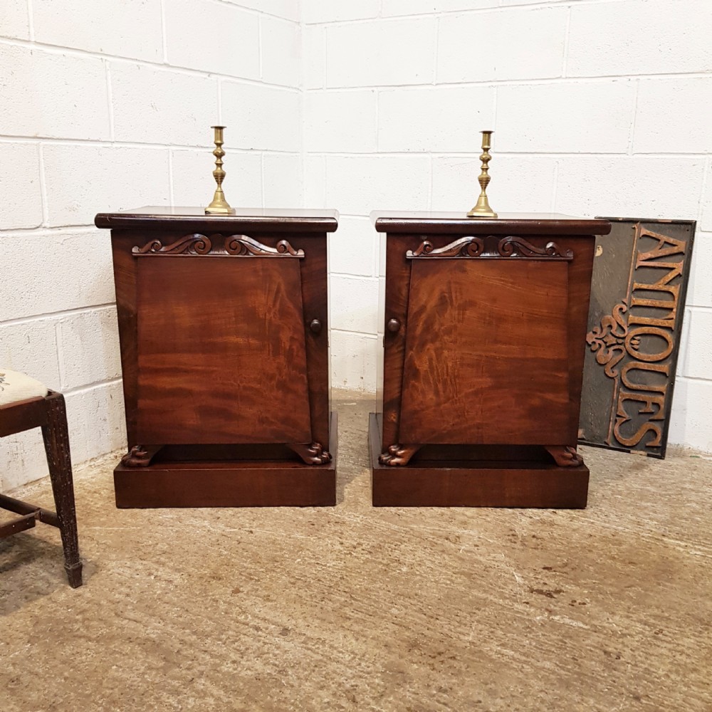antiq pair william 1v mahogany bedside cabinets c1830