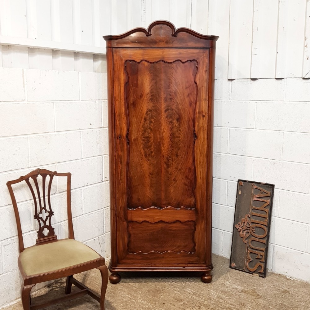 antique 19th century biedermeier tall narrow mahogany linen cupboard c1850