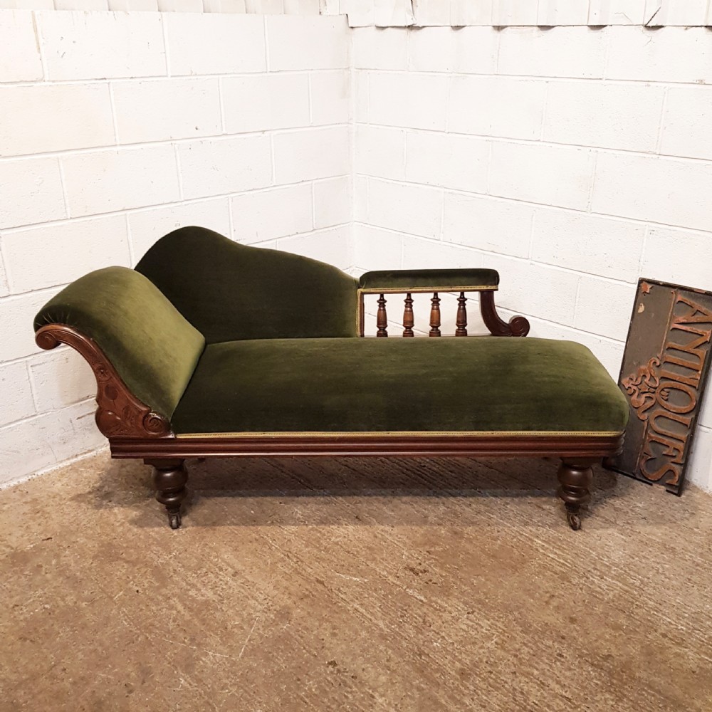 antique victorian mahogany show frame chaise longue c1880