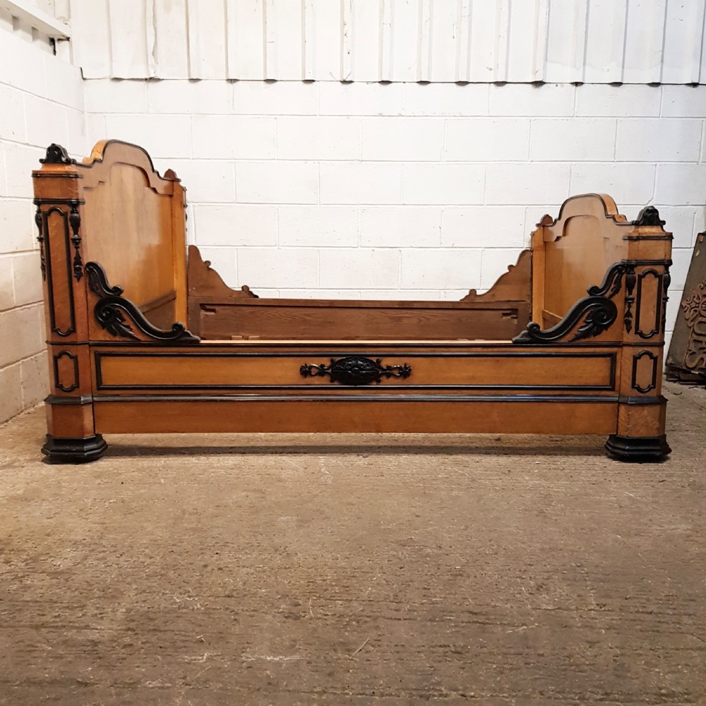 superb antique french 19th century satinwood double bed c1880