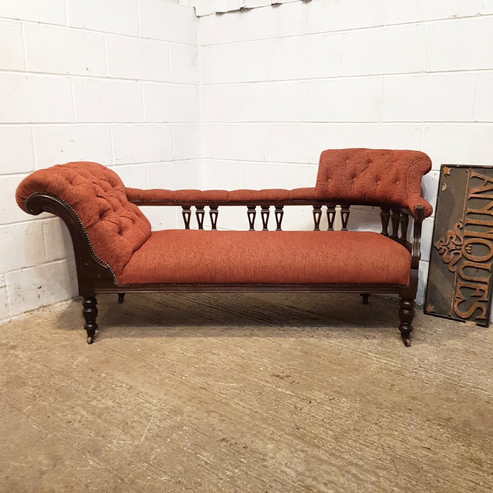 antique late victorian mahogany show frame chaise longue c1890
