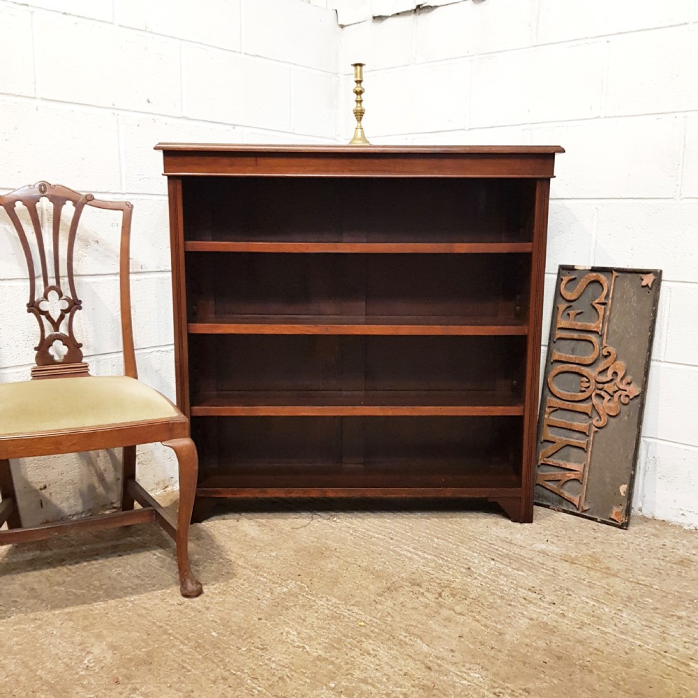 antique edwardian mahogany open bookcase c1900