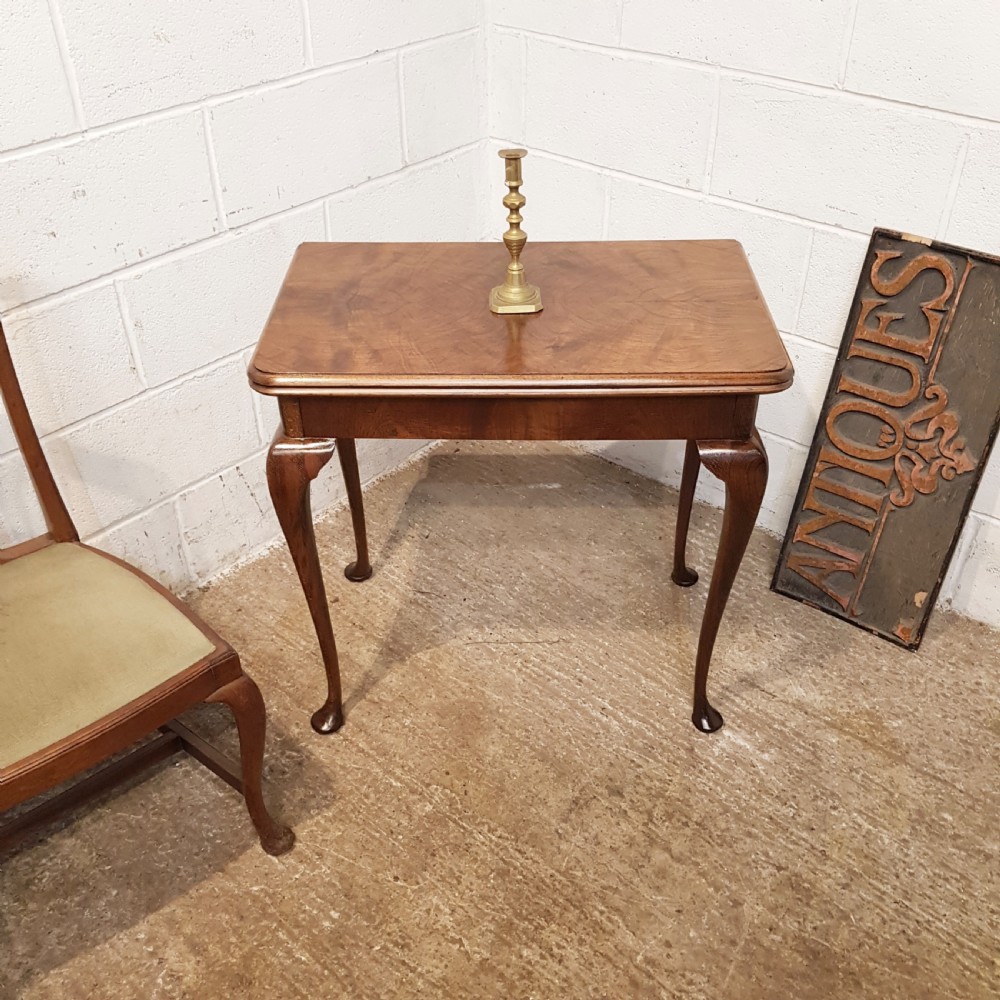 antique burr walnuy fold over games table c1920