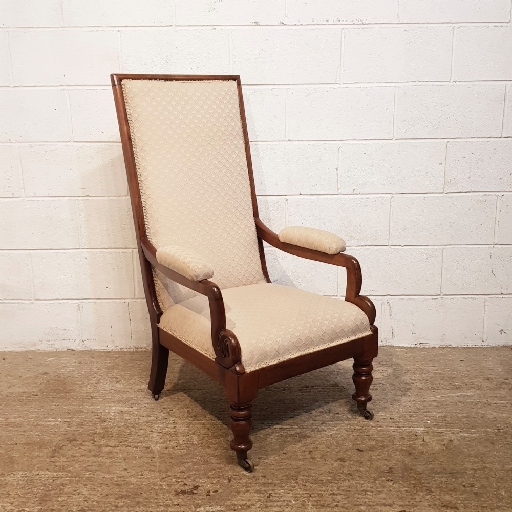 antique william 1v mahogany framed high back salon armchair c1830