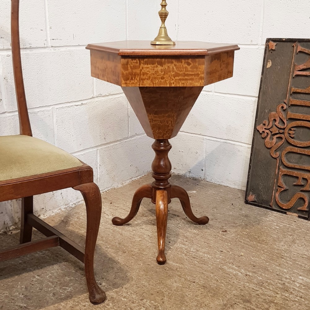 superb antique burr walnut workbox c1920