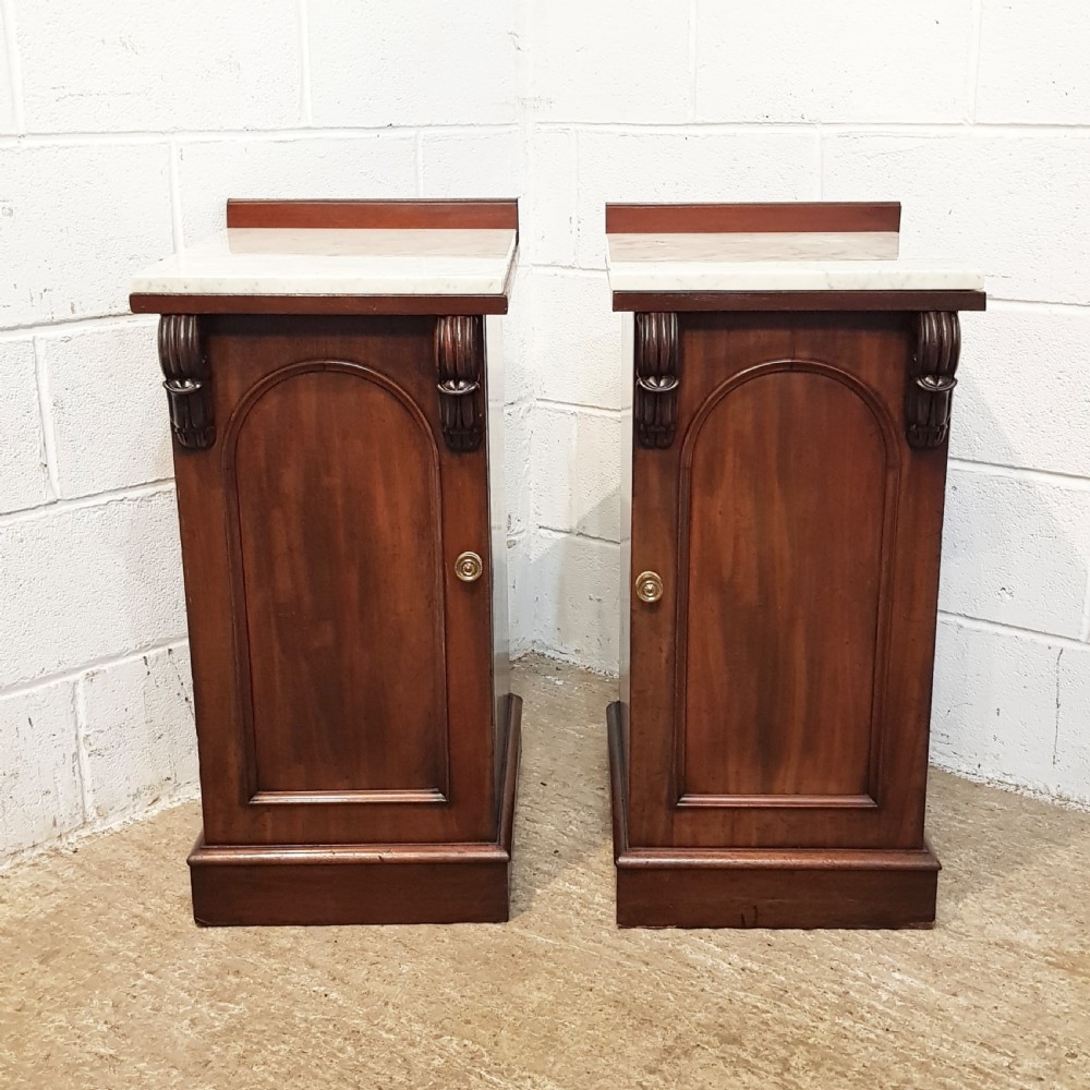 antique pair victorian mahogany marble top bedside cabinets c1880