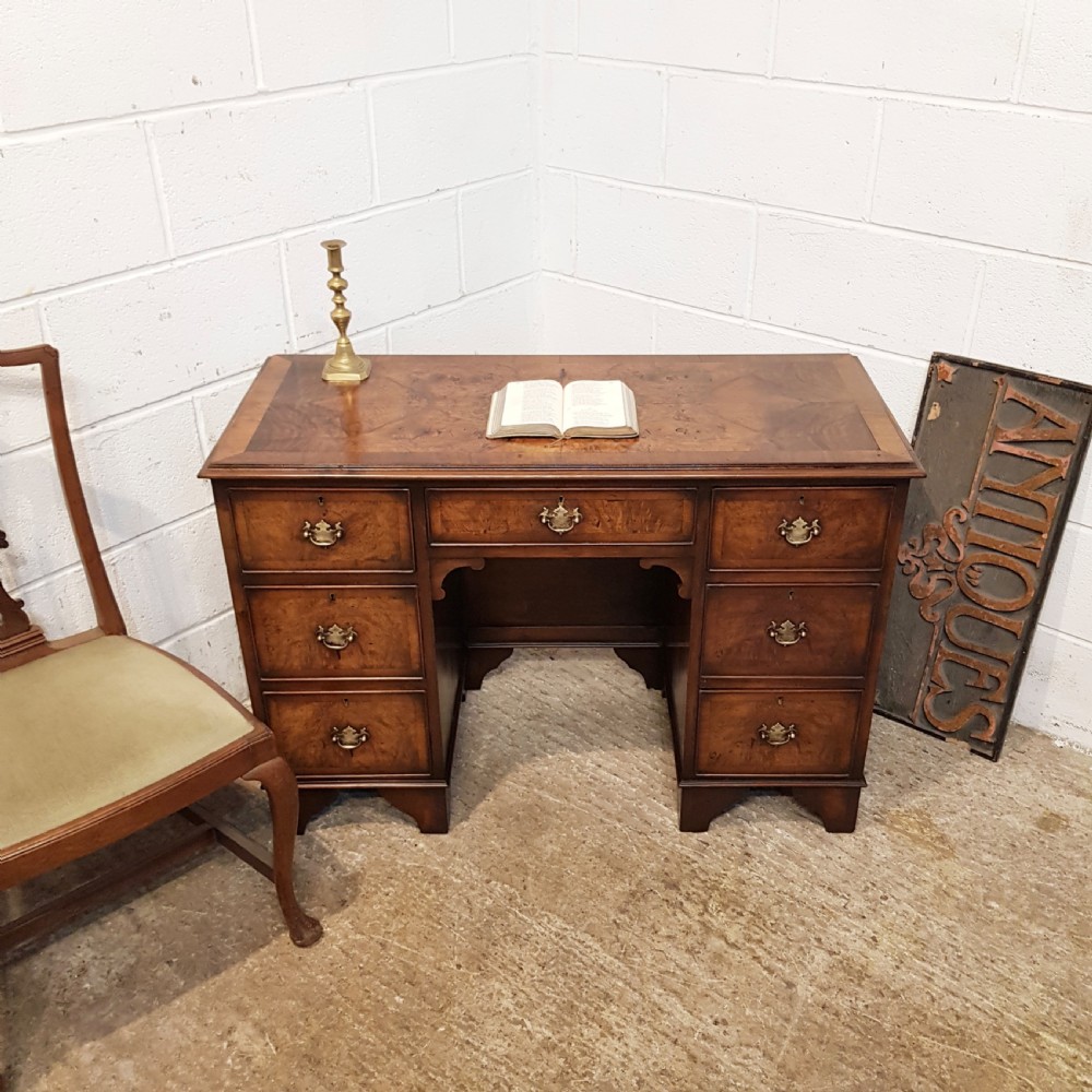 antique burr walnut twin pedestal desk c1900