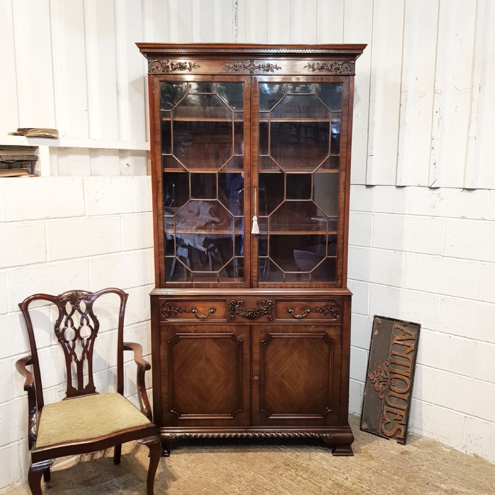 superb antique chippendale revival mahogany bookcase by waring gillows