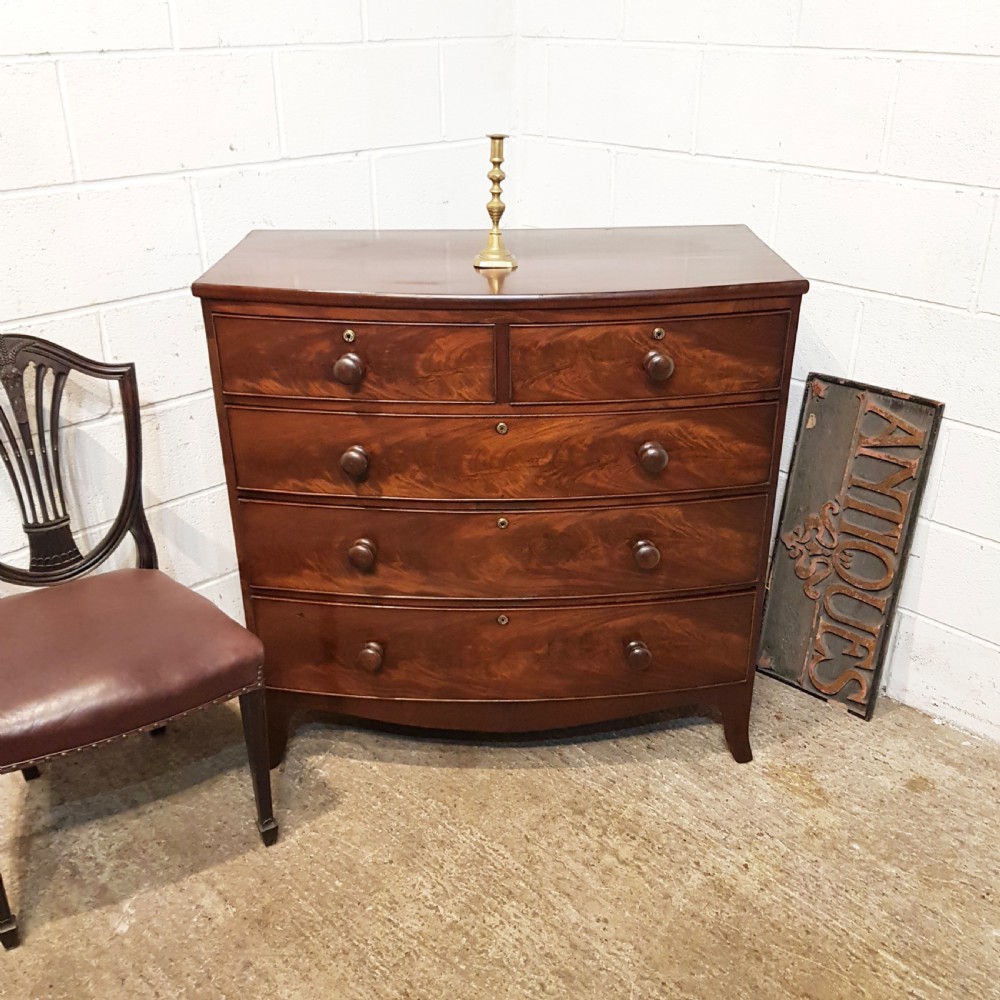 antique mid victorian mahogany bow front chest of drawers c1860