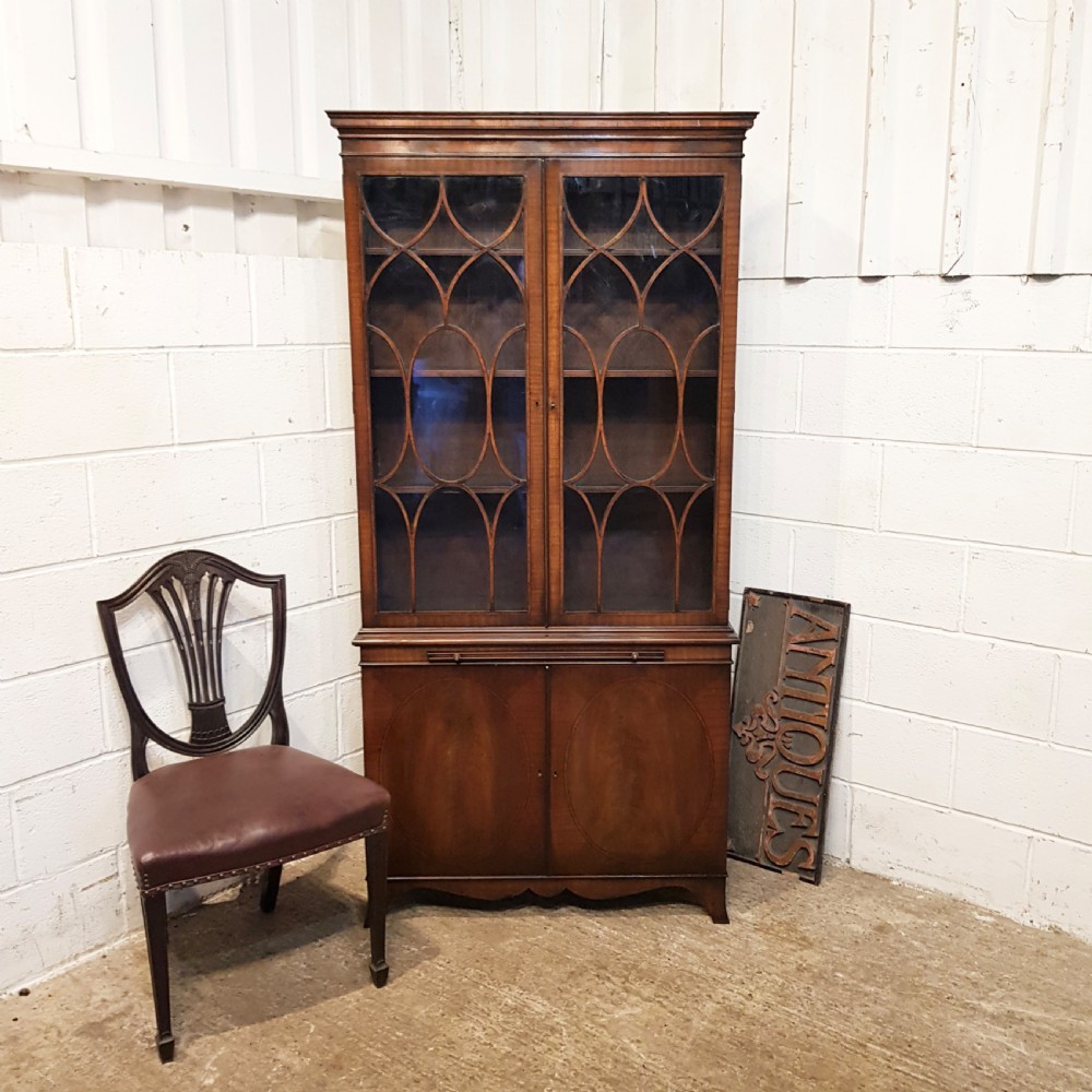 antique edwardian mahogany astragal glazed bookcase c1900