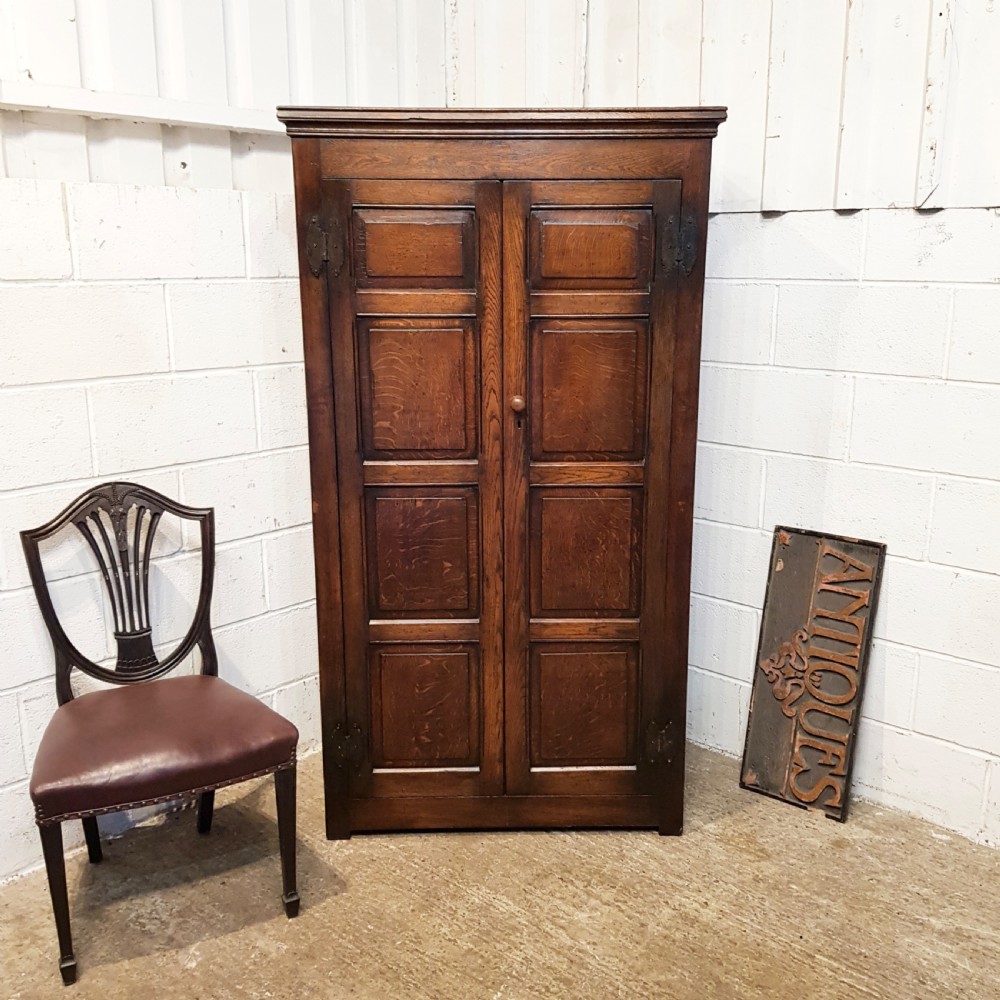 antique edwardian solid joined oak single wardrobe c1900