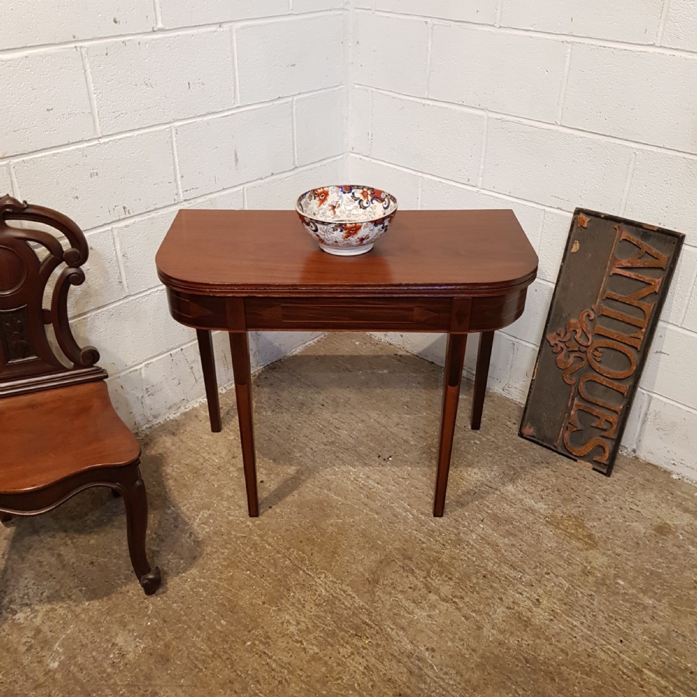 antique regency inlaid mahogany fold over table c1820